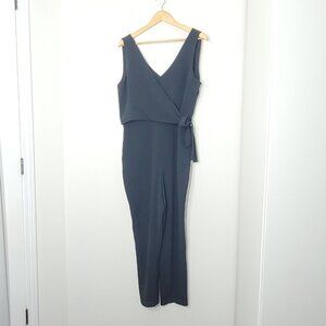 Belle Vere Black Jumpsuit Sleeveless V-Neck Back Zip Wrap Front Evening Wedding
